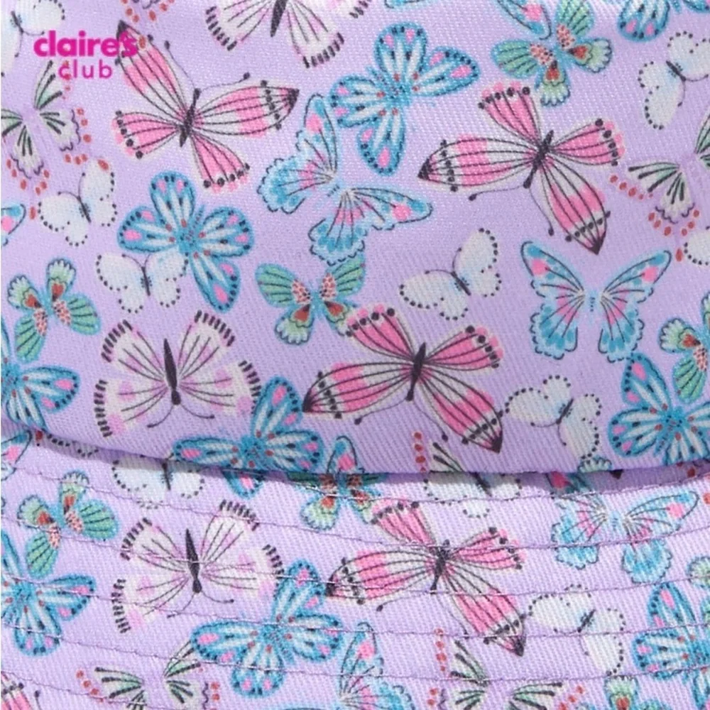 Claire's Club Purple Butterfly Bucket Hat